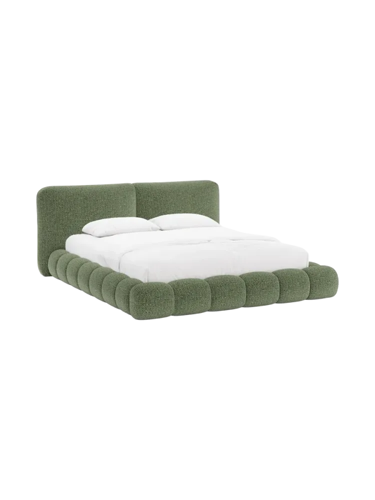 Design Polsterbett „Solange“ mit Ablagefach - Chenille Grün Chosen by Bloomingloft