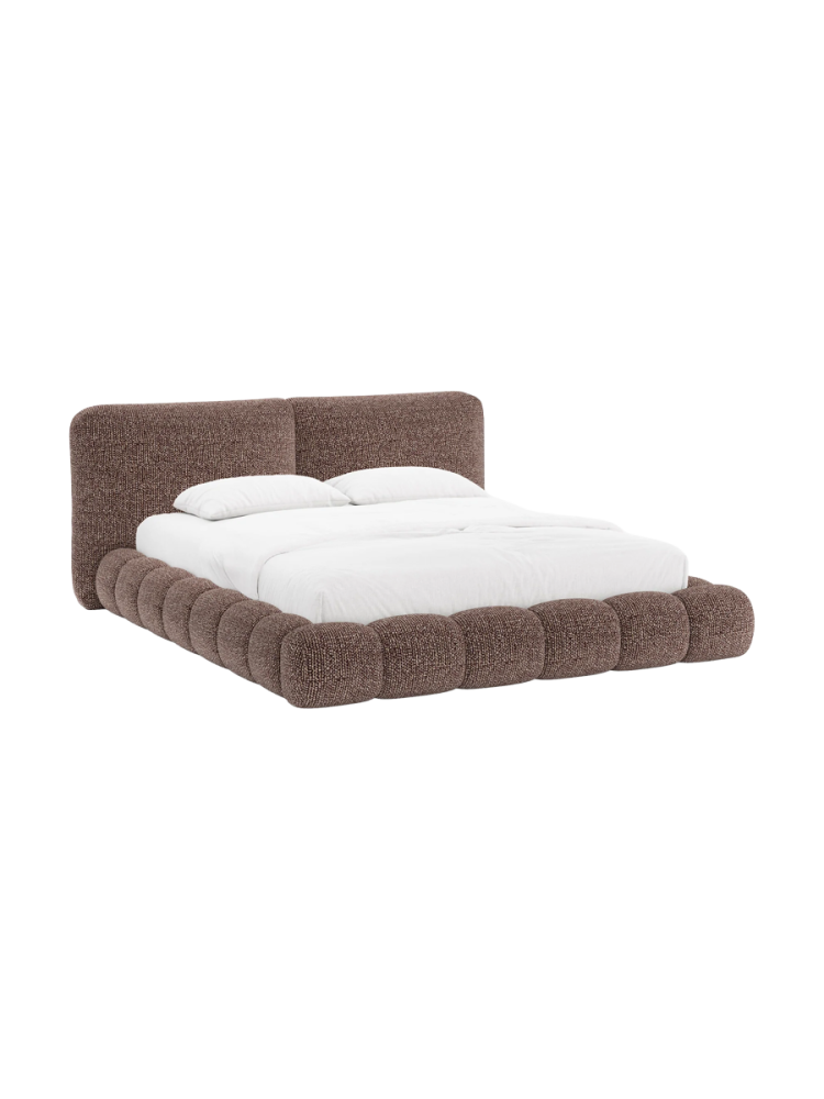 Design Polsterbett „Solange“ mit Ablagefach - Chenille Braun Chosen by Bloomingloft
