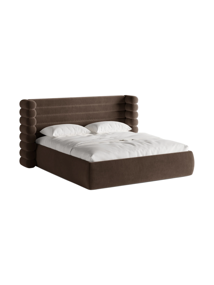 Design Polsterbett „Mount“ mit Ablagefach - Samt Schokolade Chosen by Bloomingloft