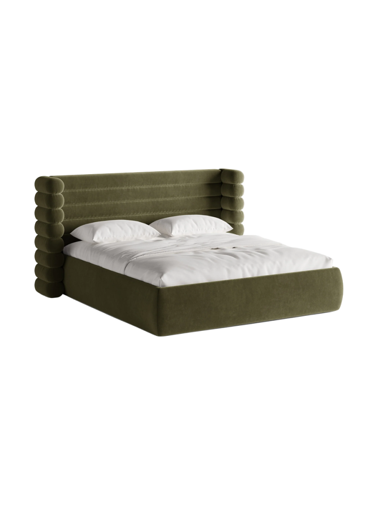 Design Polsterbett „Mount“ mit Ablagefach - Samt Grün Chosen by Bloomingloft