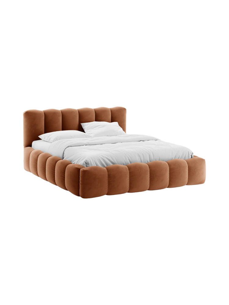 Design Polsterbett „Lupine“ mit Ablagefach - Samt Honig Chosen by Bloomingloft