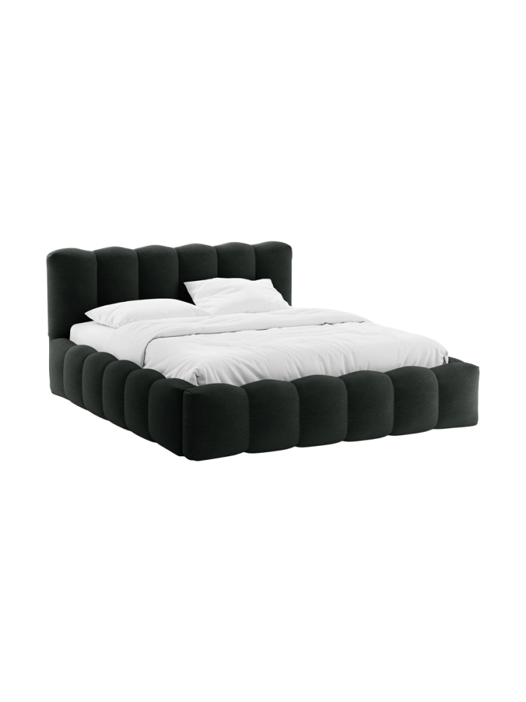Design Polsterbett „Lupine“ mit Ablagefach - Bouclé Schwarz Chosen by Bloomingloft