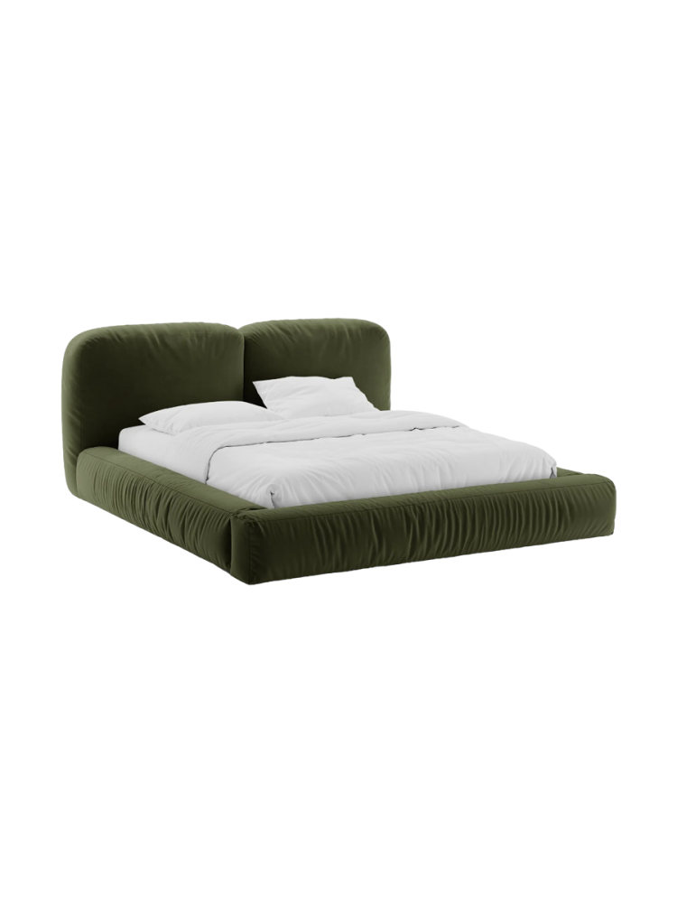 Design Polsterbett „Martina“ mit Ablagefach, Samt Grün Micadoni