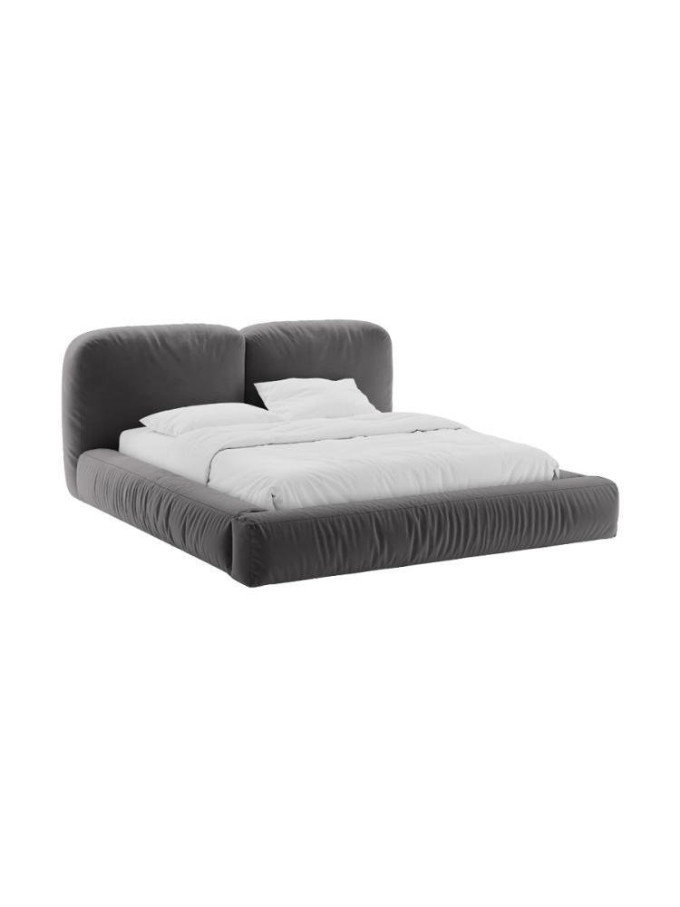 Design Polsterbett „Martina“ mit Ablagefach, Samt Grau Micadoni