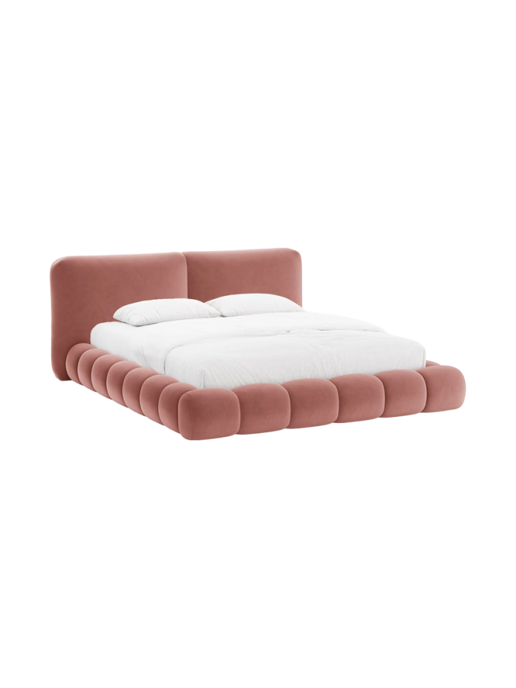 Design Polsterbett „Solange“ mit Ablagefach - Samt Rosa Chosen by Bloomingloft