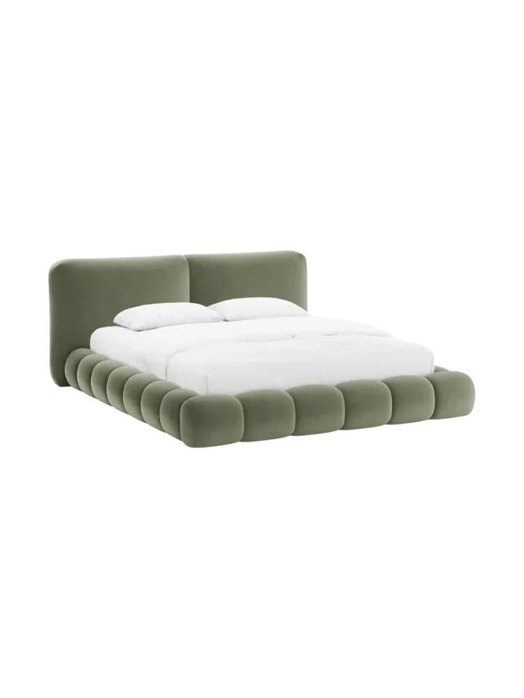 Design Polsterbett „Solange“ mit Ablagefach - Samt Grün Chosen by Bloomingloft