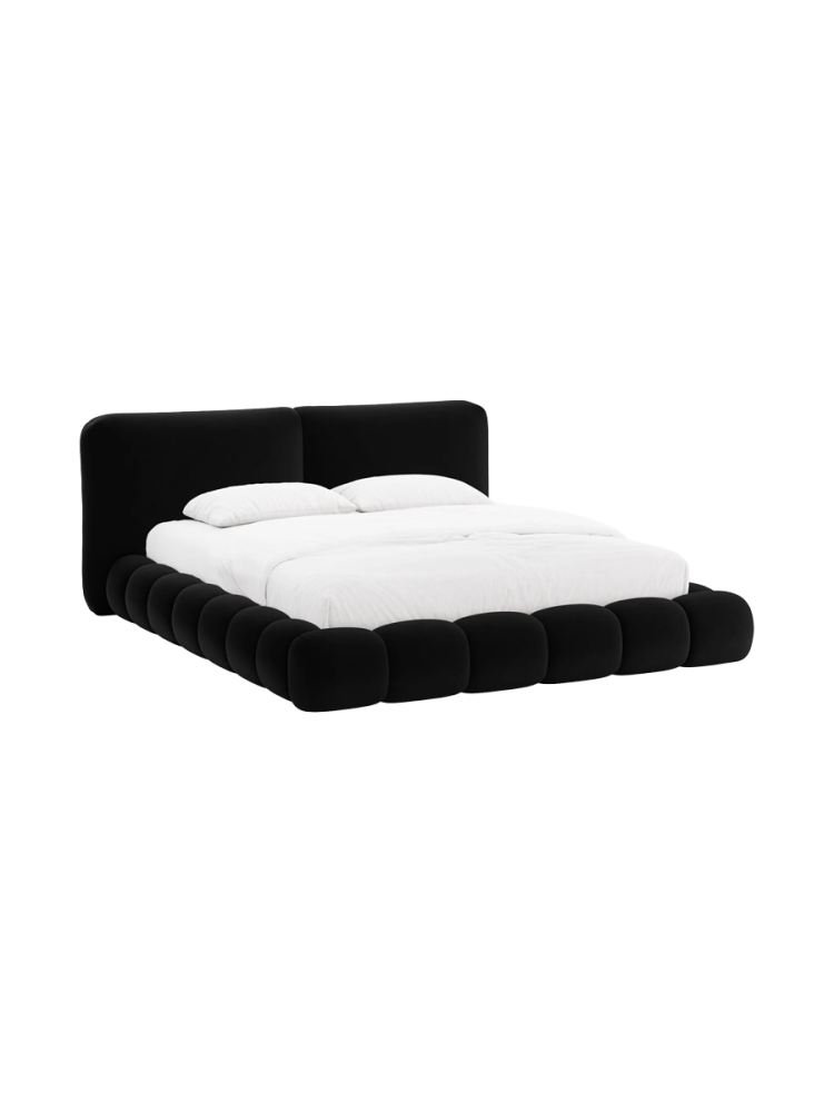 Design Polsterbett „Solange“ mit Ablagefach - Samt Schwarz Chosen by Bloomingloft