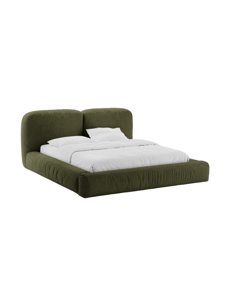 Design Polsterbett „Martina“ mit Ablagefach, Strukturstoff Hellgrau Micadoni