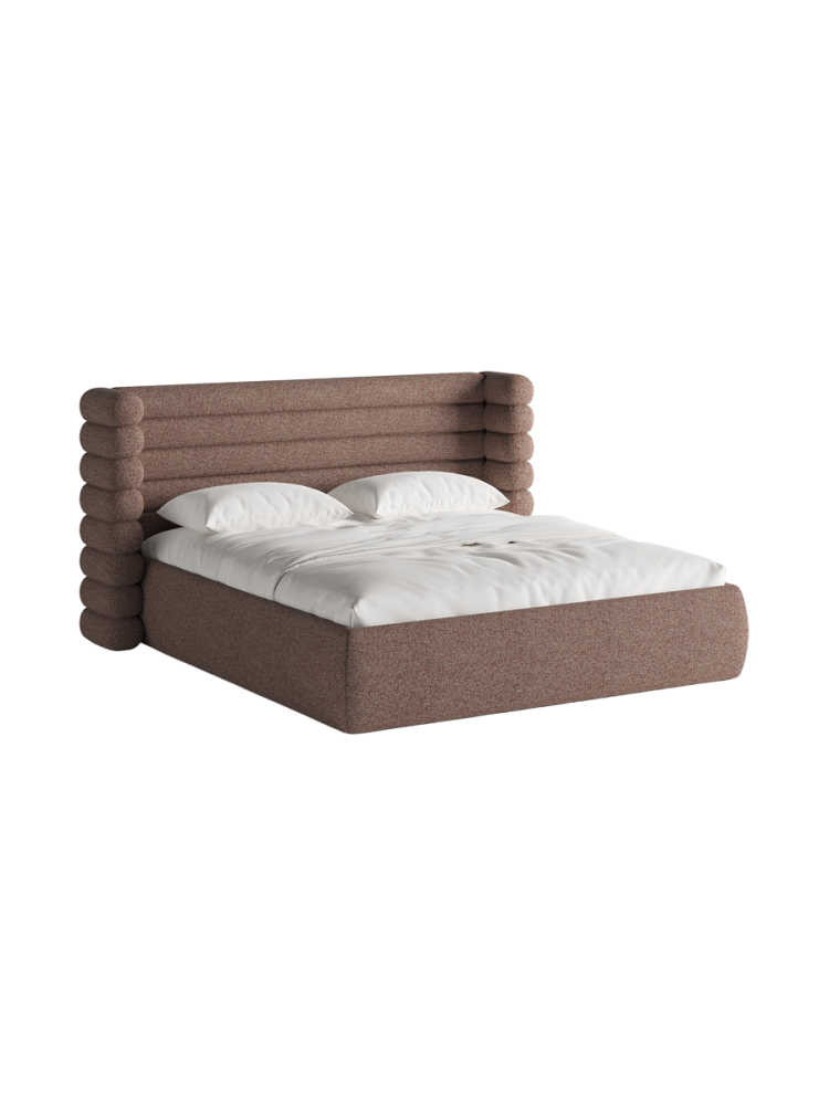 Design Polsterbett „Mount“ mit Ablagefach - Strukturstoff Altrosa Chosen by Bloomingloft