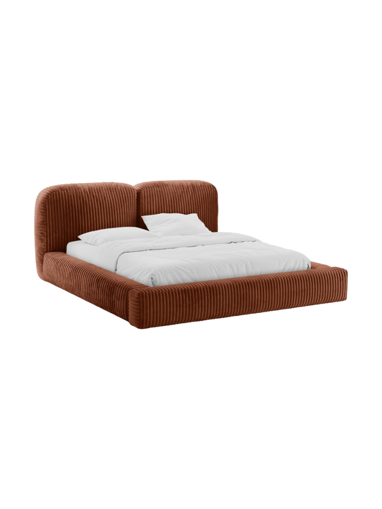 Design Polsterbett „Martina“ mit Ablagefach, Cord Terracotta Micadoni