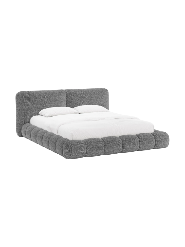 Design Polsterbett „Solange“ mit Ablagefach - Chenille Grau Chosen by Bloomingloft
