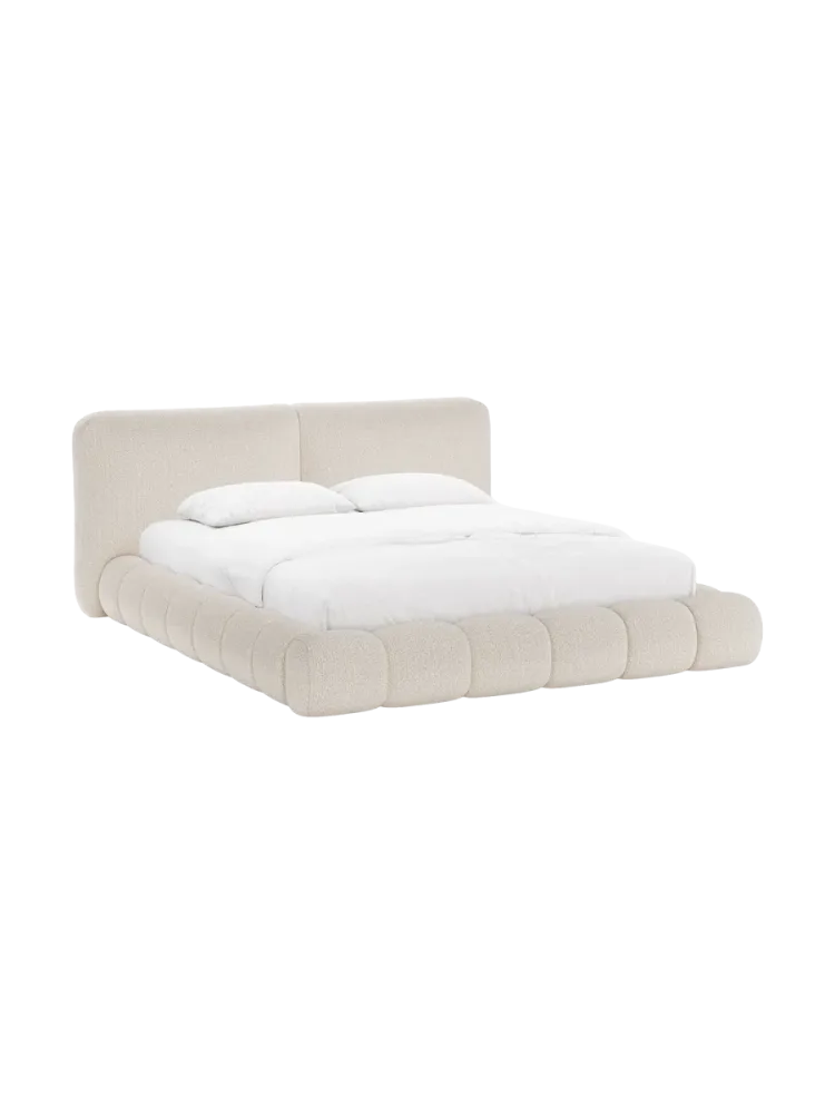 Design Polsterbett „Solange“ mit Ablagefach - Chenille Light Beige Chosen by Bloomingloft