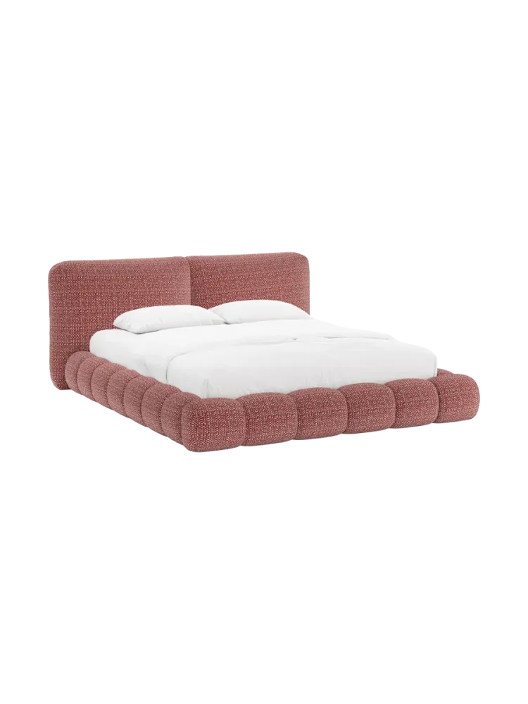 Design Polsterbett „Solange“ mit Ablagefach - Chenille Rot Chosen by Bloomingloft