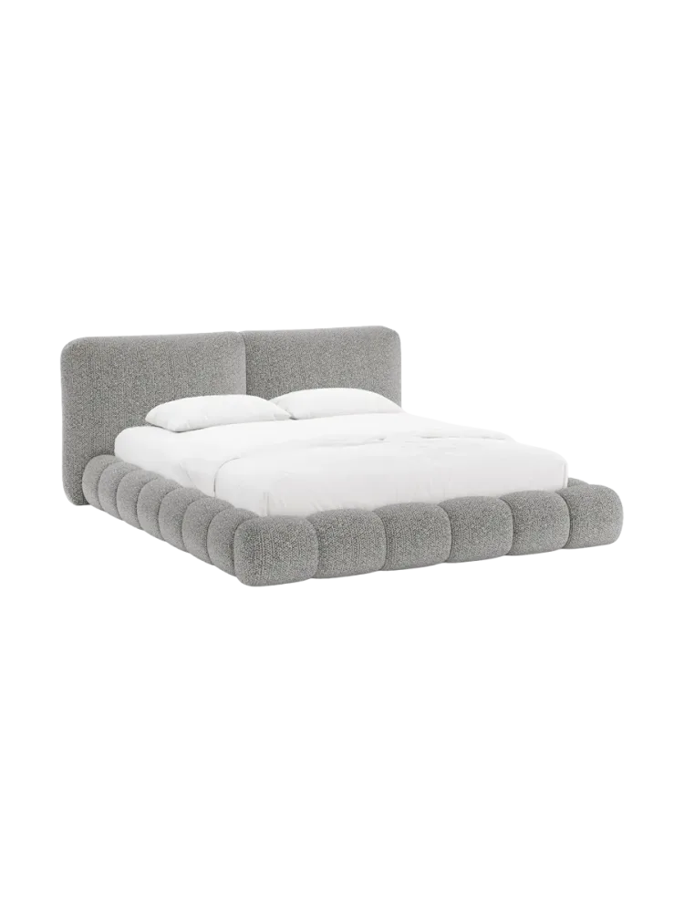 Design Polsterbett „Solange“ mit Ablagefach - Chenille Hellgrau Chosen by Bloomingloft