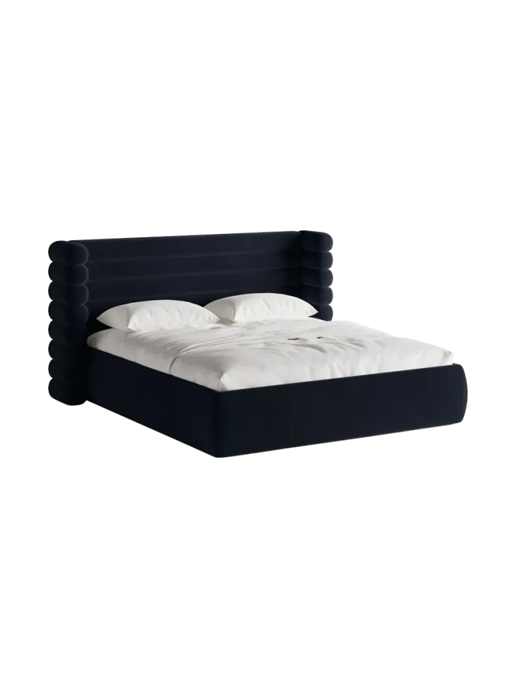 Design Polsterbett „Mount“ mit Ablagefach - Samt Dunkelgrau Chosen by Bloomingloft