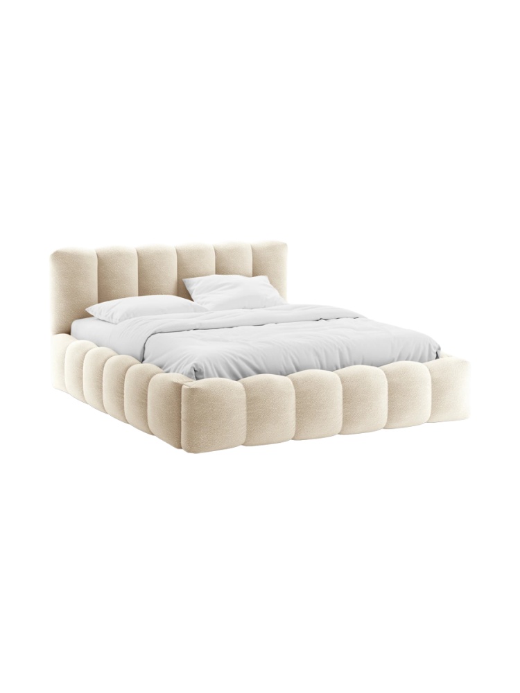 Design Polsterbett „Lupine“ mit Ablagefach - Bouclé Beige Chosen by Bloomingloft