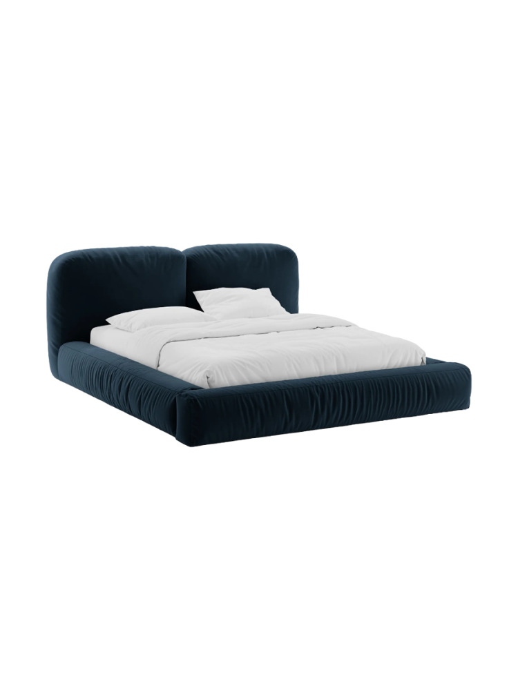 Design Polsterbett „Martina“ mit Ablagefach, Samt Petrol dunkel Micadoni