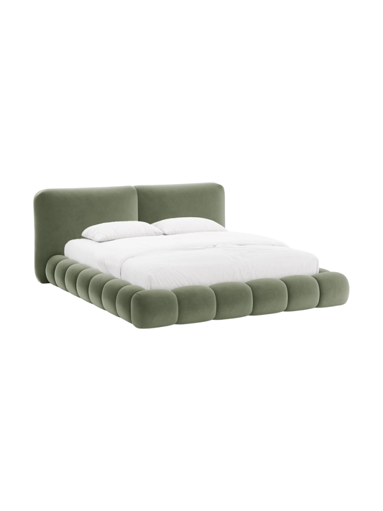 Design Polsterbett „Solange“ mit Ablagefach - Samt Grün Chosen by Bloomingloft