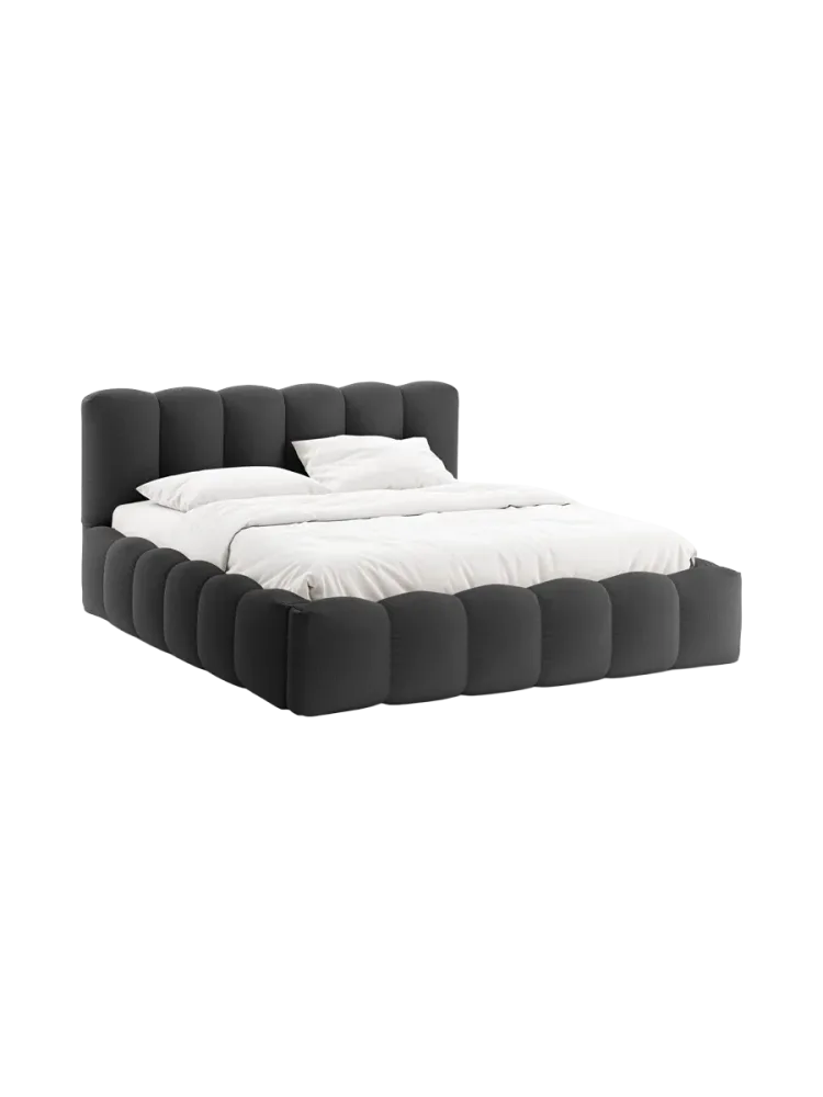 Design Polsterbett „Lupine“ mit Ablagefach - Strukturstoff Anthrazit Chosen by Bloomingloft