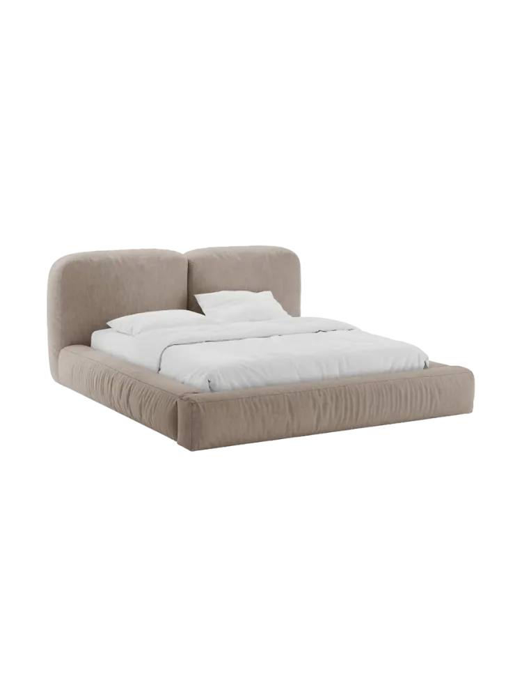 Design Polsterbett „Martina“ mit Ablagefach, Strukturstoff Moosgrün Micadoni