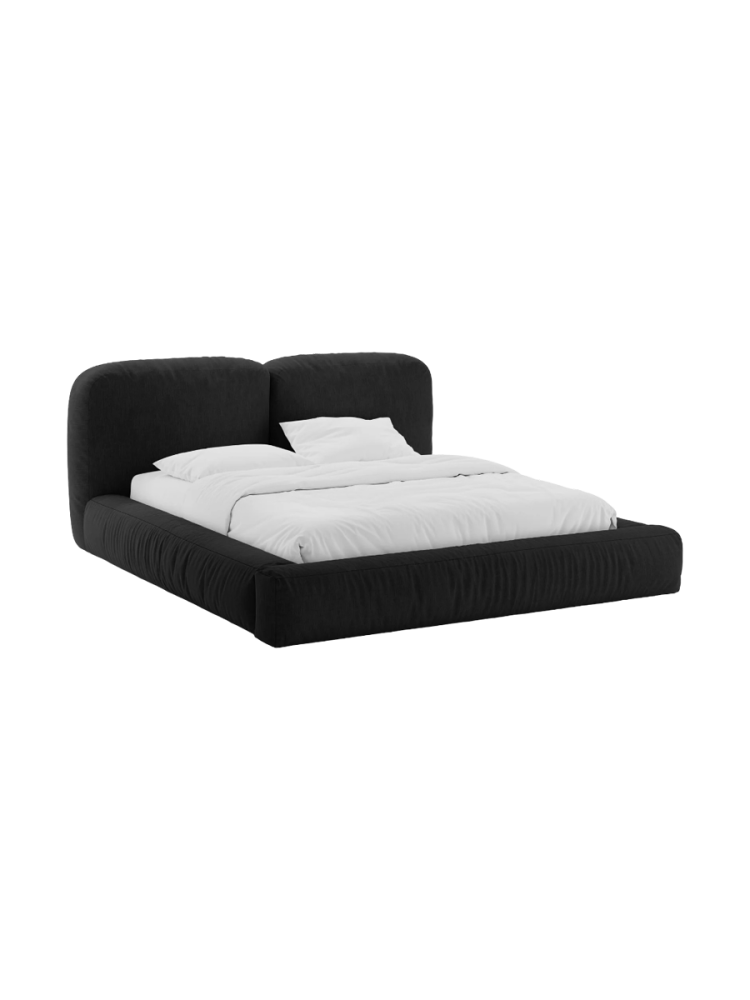 Design Polsterbett „Martina“ mit Ablagefach, Strukturstoff Beige dunkel Micadoni