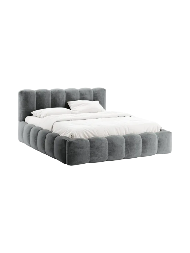 Design Polsterbett „Lupine“ mit Ablagefach - Chenille Platinum Chosen by Bloomingloft