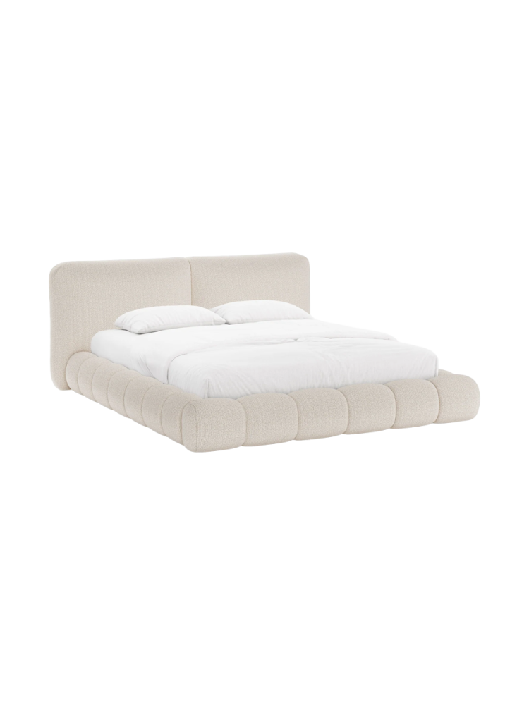 Design Polsterbett „Solange“ mit Ablagefach - Chenille Light Beige Chosen by Bloomingloft
