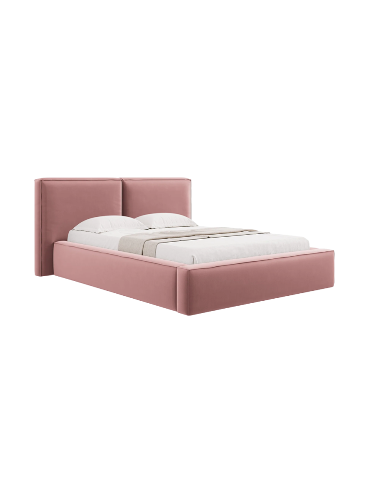 Design Polsterbett „Jodie“ mit Ablagefach - Samtbezug Rosa Chosen by Bloomingloft