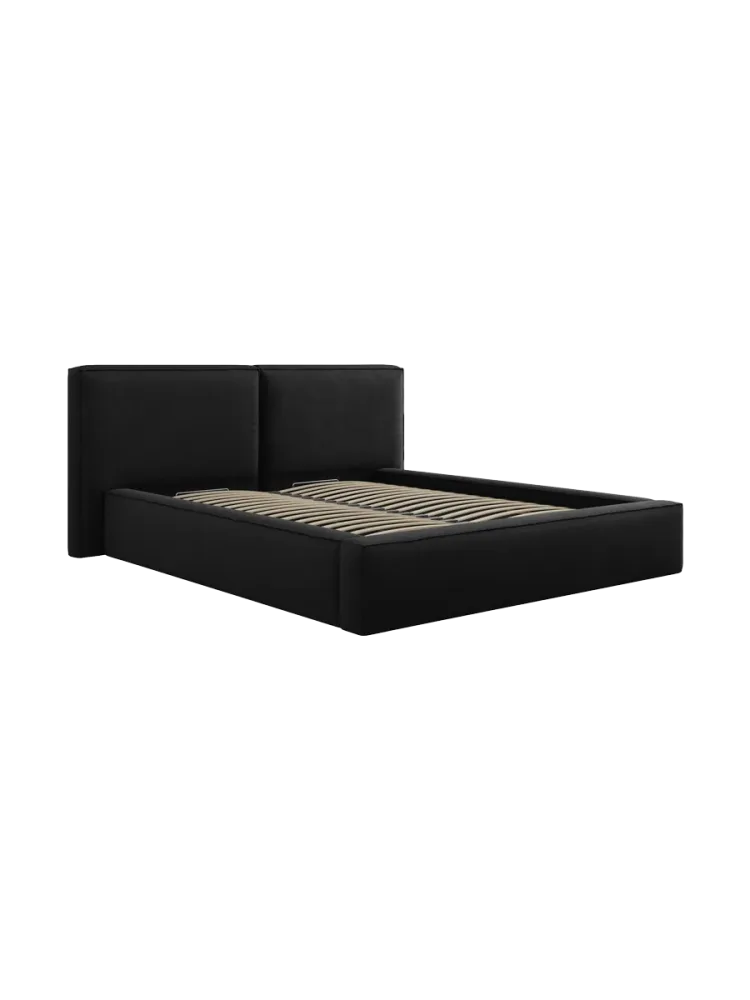 Design Polsterbett „Jodie“ mit Ablagefach - Bouclé Weiss Chosen by Bloomingloft