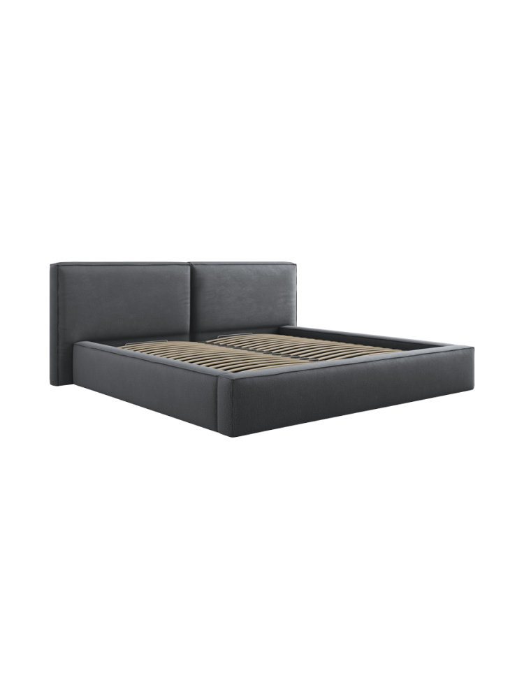 Design Polsterbett „Jodie“ mit Ablagefach - Strukturstoff Dunkelgrau Chosen by Bloomingloft