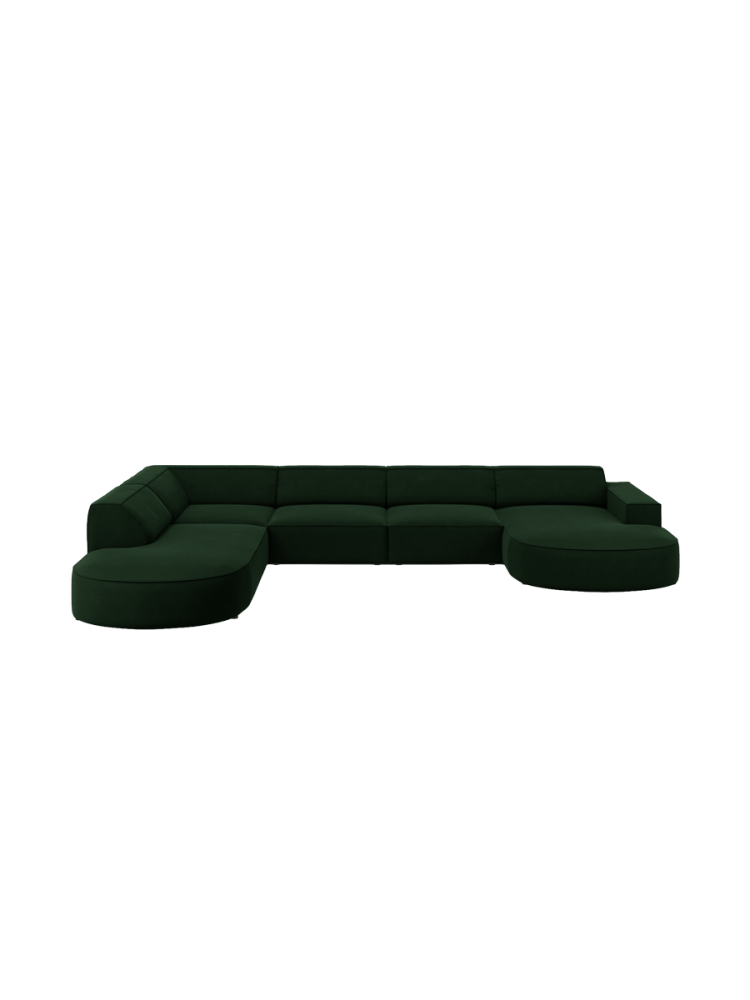 Grosses 7-Sitzer Design Panoramasofa „Jodie II“ mit lange Seite links - Samtbezug Chosen by Bloomingloft