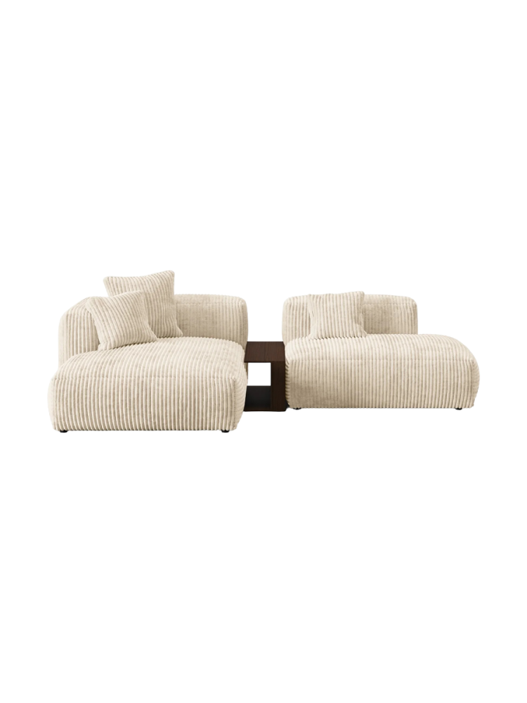 Modulares, 3-Sitzer Design Ecksofa „Martina“ mit Beistelltisch Micadoni