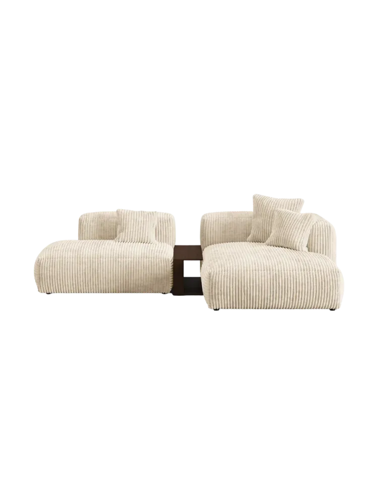 Modulares, 3-Sitzer Design Ecksofa „Martina“ mit Beistelltisch Micadoni