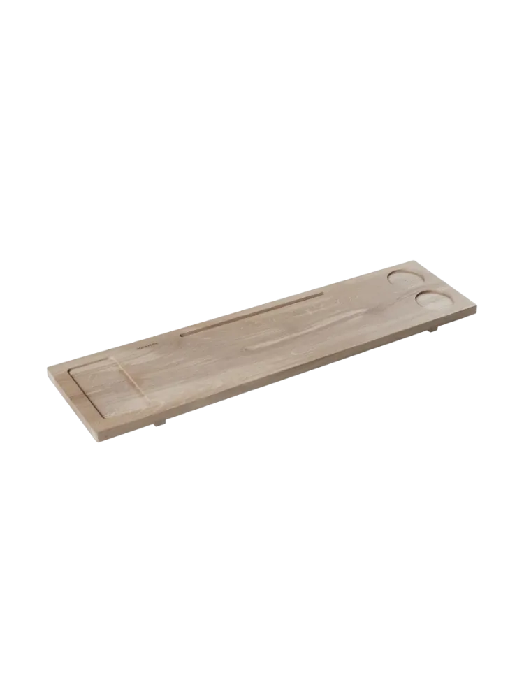 Handgefertigtes Premium Badewannen-Tablett „Mink“ aus massiven Eichenholz, 80 x 22 cm Aquanova