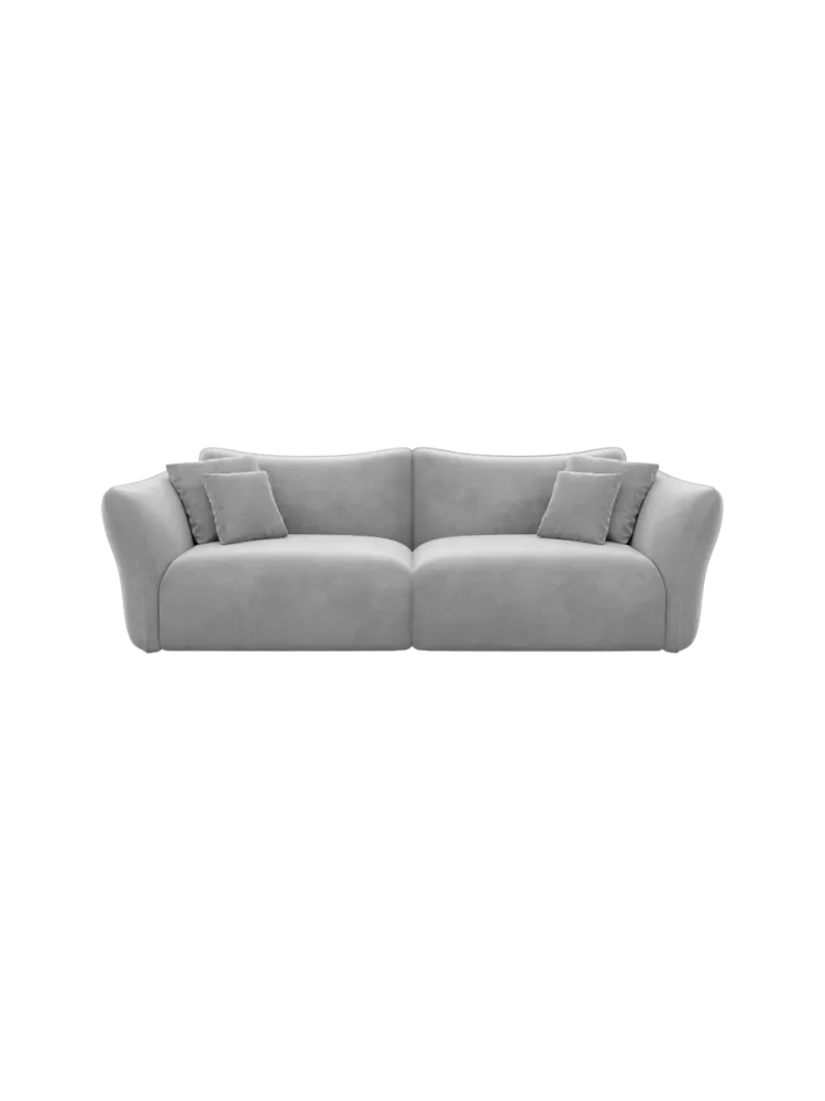 2-Sitzer Design Sofa „Monaco“ mit Samtbezug Samtbezug Hellgrau BLOOMINGLOFT Collection