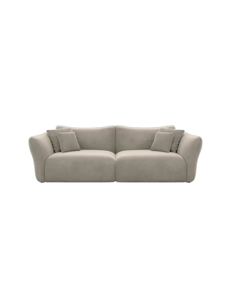 3-Sitzer Design Sofa „Monaco“ mit Samtbezug Samtbezug Beige dunkel BLOOMINGLOFT Collection