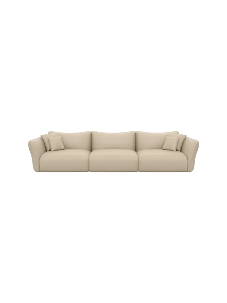 4-Sitzer Echtleder Design Sofa „Monaco“ Echtleder Beige BLOOMINGLOFT Collection