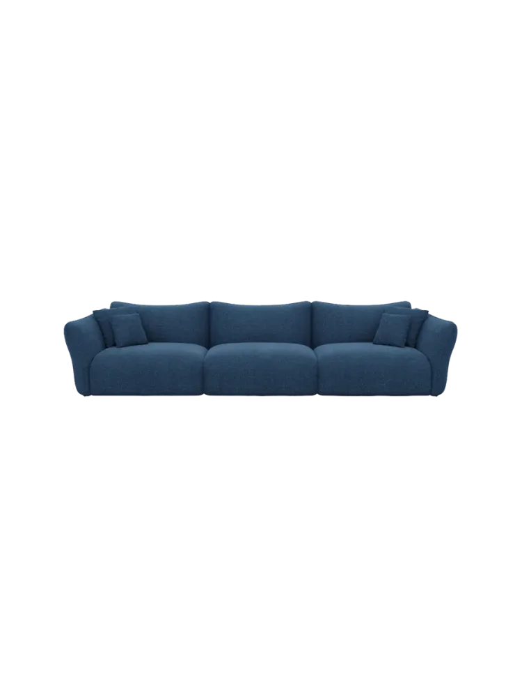 4-Sitzer Design Sofa „Monaco“ mit Strukturstoff-Bezug Strukturstoff Dunkelblau BLOOMINGLOFT Collection