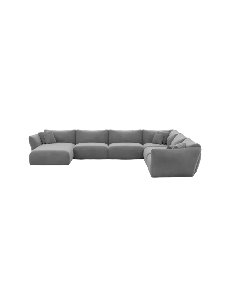 7-Sitzer Design Panorama-Sofa „Monaco XXL“ mit Samtbezug Samtbezug Dunkelgrau BLOOMINGLOFT Collection