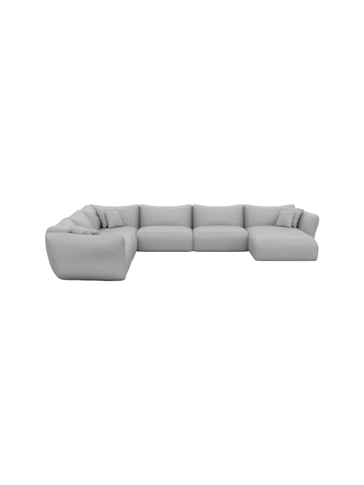 7-Sitzer Design Echtleder Panorama-Sofa „Monaco XXL“ Echtleder Light Grey BLOOMINGLOFT Collection