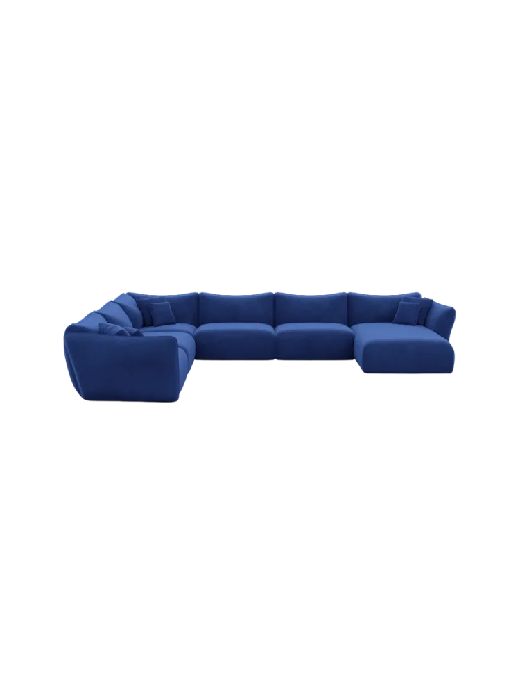 7-Sitzer Design Panorama-Sofa „Monaco XXL“ mit Samtbezug Samtbezug Schwarz BLOOMINGLOFT Collection