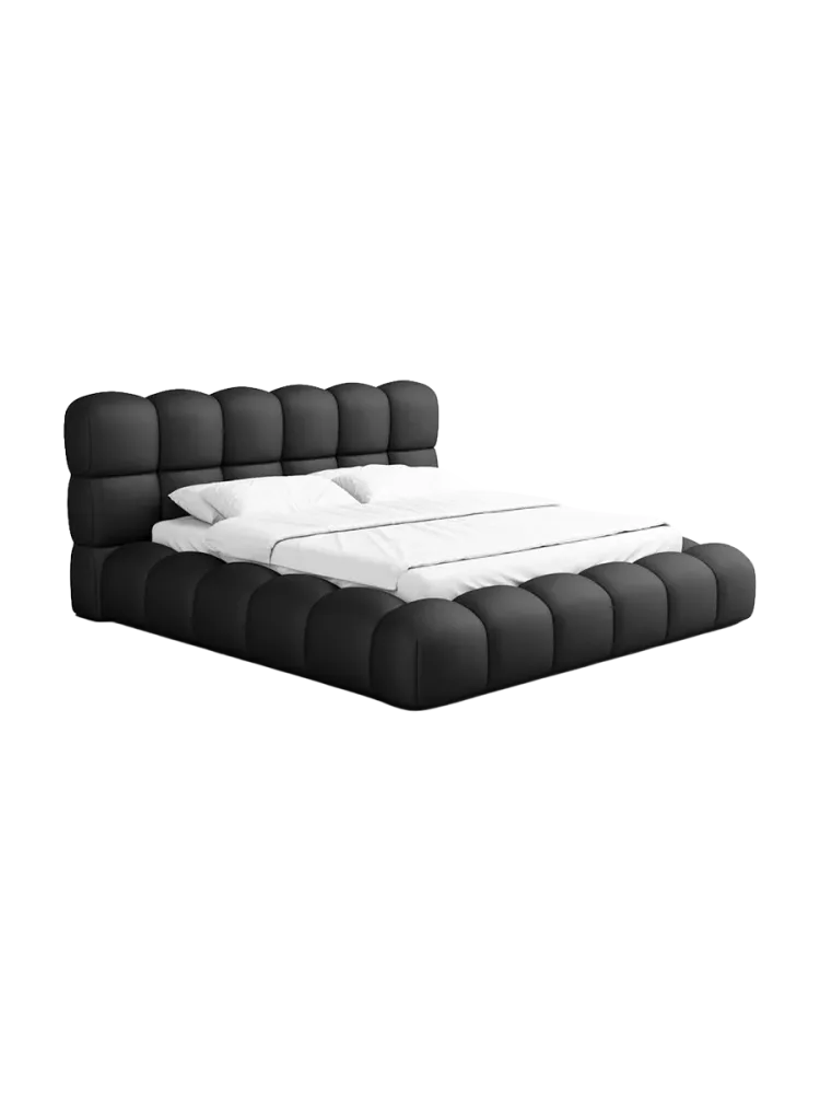 Design Polsterbett „Momo“ mit Ablagefach, Kunstleder Schwarz BLOOMINGLOFT Collection