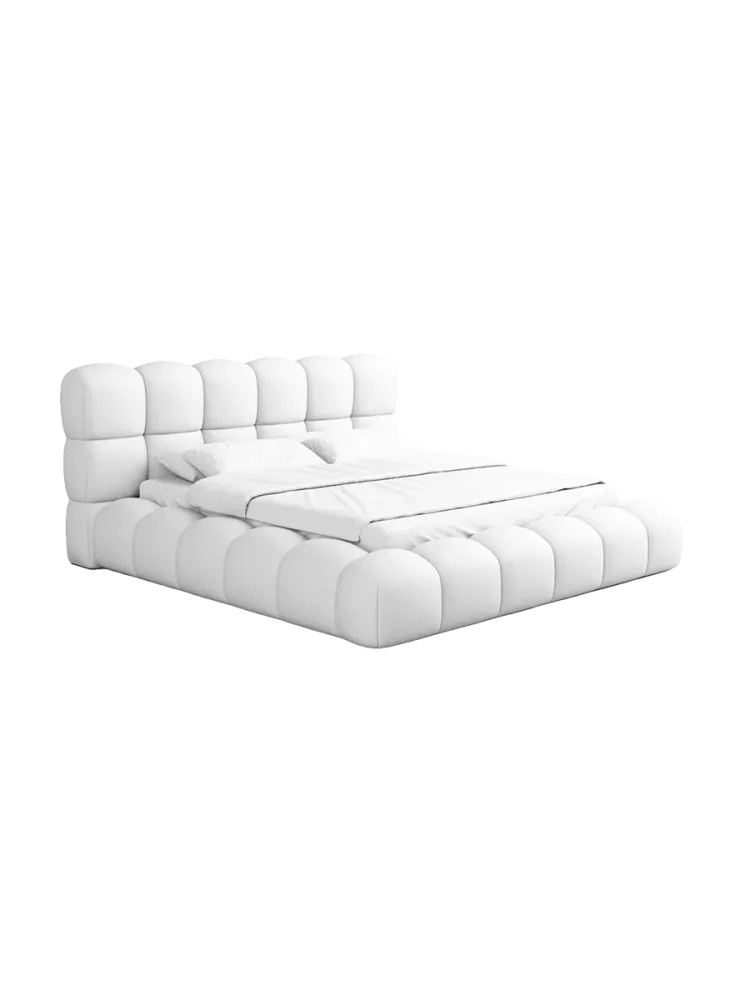 Design Polsterbett „Momo“ mit Ablagefach, Kunstleder Weiss BLOOMINGLOFT Collection