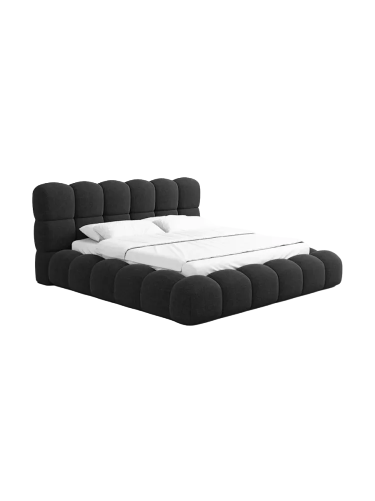 Design Polsterbett „Momo“ mit Ablagefach, Webstoff Schwarz Strukturstoff Schwarz BLOOMINGLOFT Collection