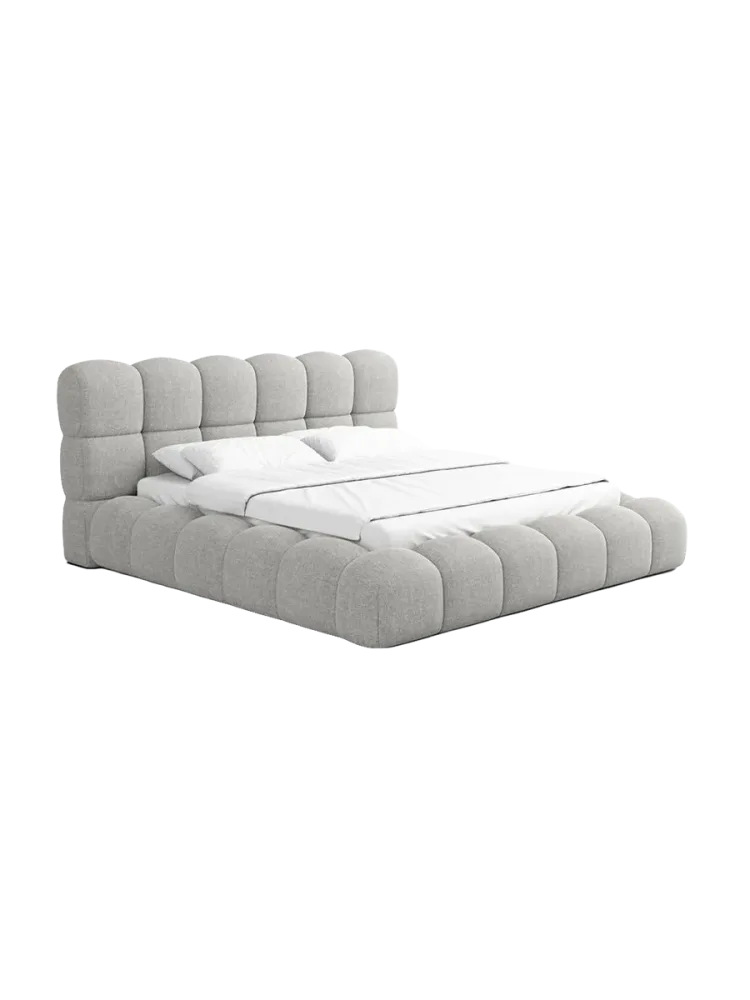 Design Polsterbett „Momo“ mit Ablagefach, Webstoff Hellgrau Strukturstoff Hellgrau BLOOMINGLOFT Collection