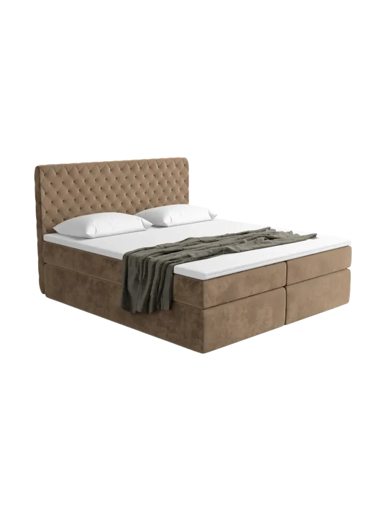 Design Boxspringbett „Mistura“ mit Ablagefach, Samt Braun BLOOMINGLOFT Collection