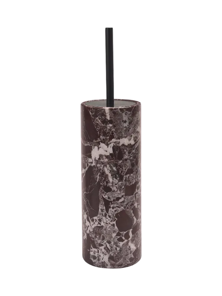 Handgefertigter, luxuriöser Toilettenbürstenhalter „Mundo Rosso“ aus Marmor Aquanova