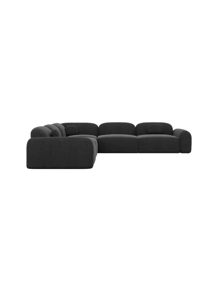 5-Sitzer Design Ecksofa „Nabucca“ mit Strukturstoff-Bezug Strukturstoff Schwarz BLOOMINGLOFT Collection
