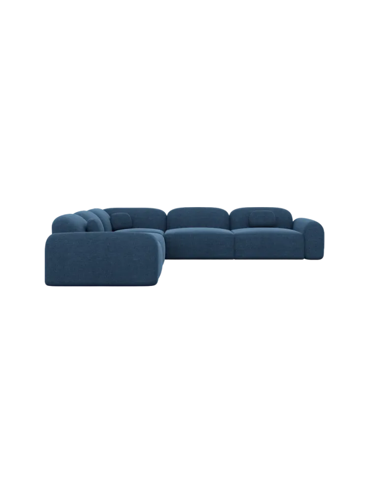 5-Sitzer Design Ecksofa „Nabucca“ mit Strukturstoff-Bezug Strukturstoff Dunkelblau BLOOMINGLOFT Collection