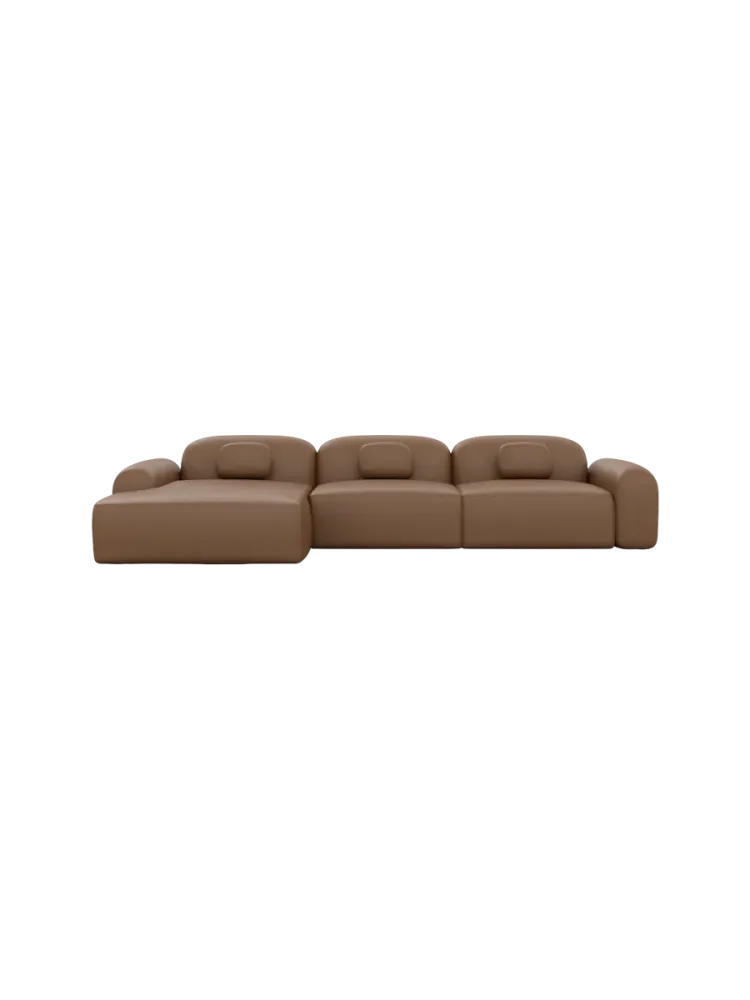 4-Sitzer Design Echtleder Ecksofa „Nabucca“ Echtleder Choco Brown BLOOMINGLOFT Collection